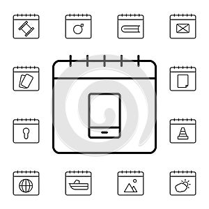 Calendar, mobile flat vector icon in calendar pack