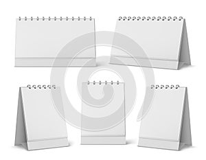 Calendar mockup with blank pages and spiral set