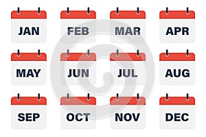 Calendar month icon set simple basic design.