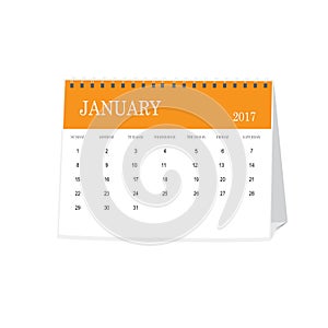 Calendar of the month January 2017