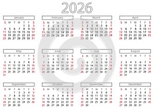 2026 Calendar With Monthly Grids For Planning, Scheduling.