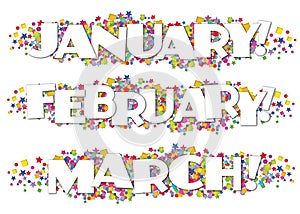 Calendar Months Newsletter Decorative January February March