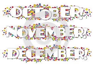 Calendar Months Newsletter Decorative October November December