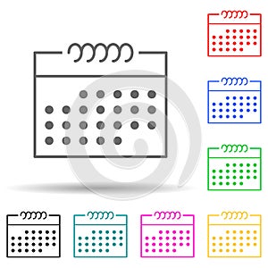 The calendar multi color set icon. Simple thin line, outline vector of web icons for ui and ux, website or mobile application