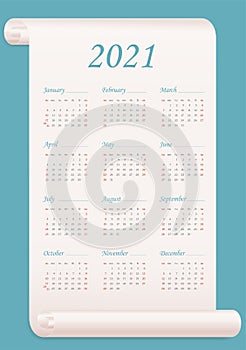 Calendar new 2021 stock illustration
