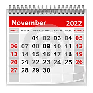 Calendar - November 2022