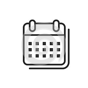 Calendar organizer icon in flat style. Appointment event vector illustration on white isolated background. Month deadline business