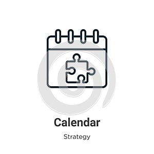 Calendar outline vector icon. Thin line black calendar icon, flat vector simple element illustration from editable strategy