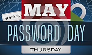Calendar, Padlock and Input Box Promoting Password Day in May, Vector Illustration