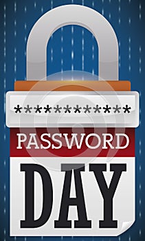 Calendar with Padlock and Input Promoting Password Day Celebration, Vector Illustration