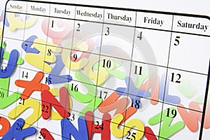 Calendar Page and Alphabets
