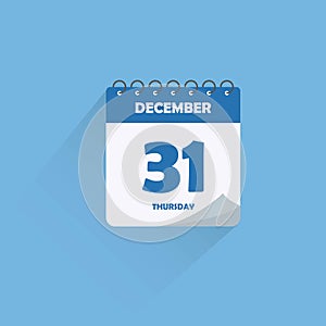 Calendar page icon isolated on white background December 31, new year date. Vector EPS10