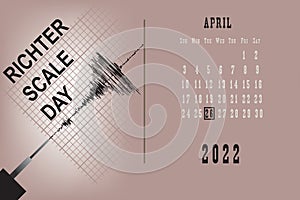 Calendar page Richter Scale Day photo