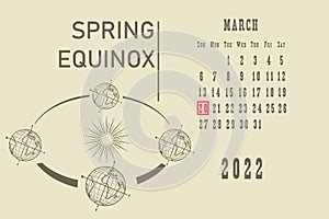 Calendar page Spring Equinox