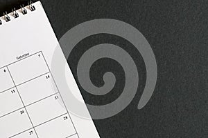 Calendar page top view