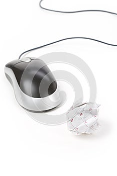 Calendar paper ball and computer mouse