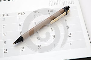 Calendar and pen