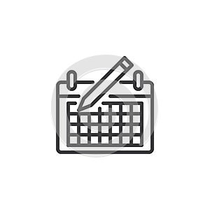 Calendar and pen line icon