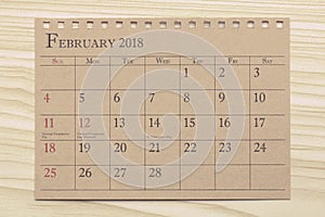 Calendar planner or 2018 schedule arrangement on wood background