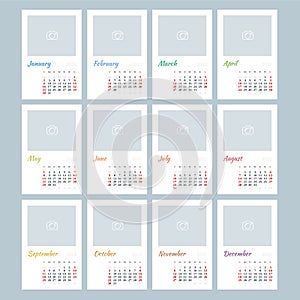 Calendar Planner for 2022. Calendar template for 2022. Stationery Design Print Template with Place for Photo, Your Logo