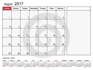 Calendar Planner August 2017