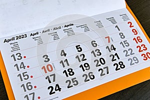 Calendar planner for the month april 2023