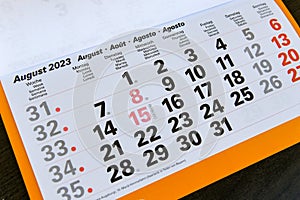 Calendar planner for the month august 2023