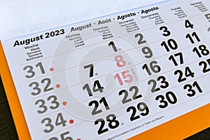 Calendar planner for the month august 2023