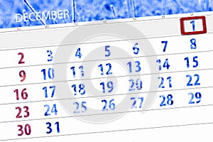 Calendar planner for the month december 2018, deadline day, 1, saturday