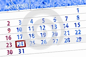 Calendar planner for the month december 2018, deadline day, monday, 24