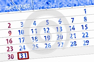 Calendar planner for the month december 2018, deadline day, monday, 31