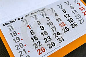 Calendar planner for the month may 2023