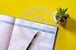 Calendar for Planner and organizer to plan and reminder daily appointment, meeting agenda, schedule, timetable and management of