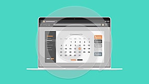 Calendar planner schedule on laptop screen organization management remind concept