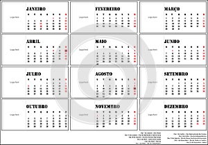 Simple Calendar for 2021 Cape Verde, in Portuguese, with national holidays photo