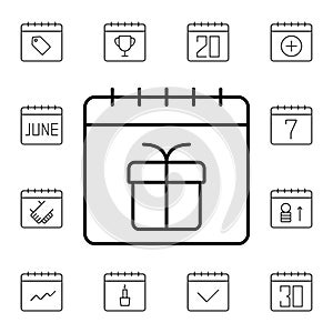 Calendar, present flat vector icon in calendar pack