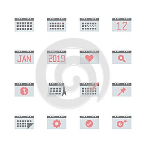 Calendar related in flat icon set.Vector illustration