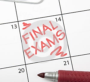 Calendar reminder, final exams