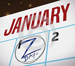 Calendar Reminding at you to Celebrate Z Day on January, Vector Illustration