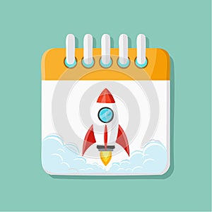 Calendar with Rocket Launch for New Project