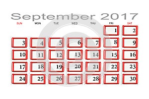 Calendar for September 2017