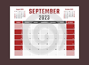 calendar for september 2023 starts sunday, vector calendar design september 2023 year