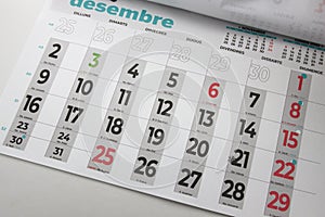 Calendar sheet of the month of January 2024 on a calendar written in Catalan
