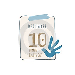 Calendar sheet. With shutter Human Rights Day.