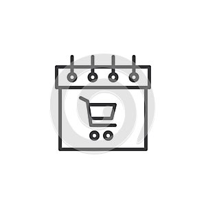 Calendar with shopping cart line icon