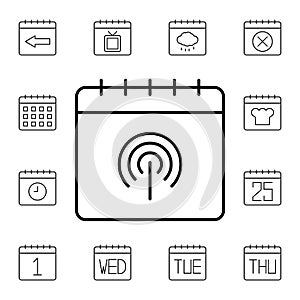 Calendar, signal, line flat vector icon in calendar pack