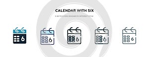 Calendar with six days icon in different style vector illustration. two colored and black calendar with six days vector icons