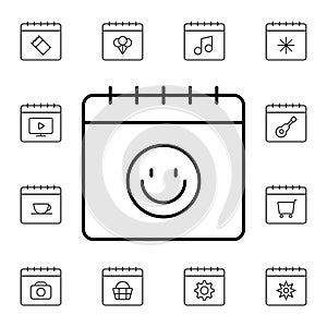 Calendar, smile flat vector icon in calendar pack