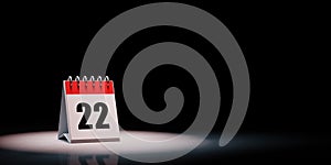 Calendar Spotlighted on Black Background, Day 22 photo