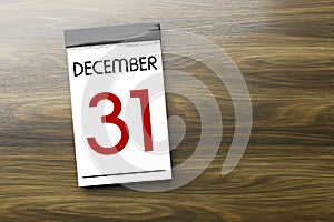 Calendar the 31st of December New Year's Eve